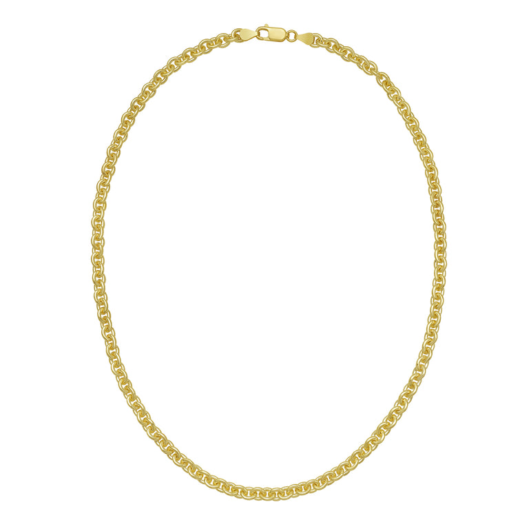 Gold Over Silver 5.7mm Rolo Chain-Yellow | Lobster