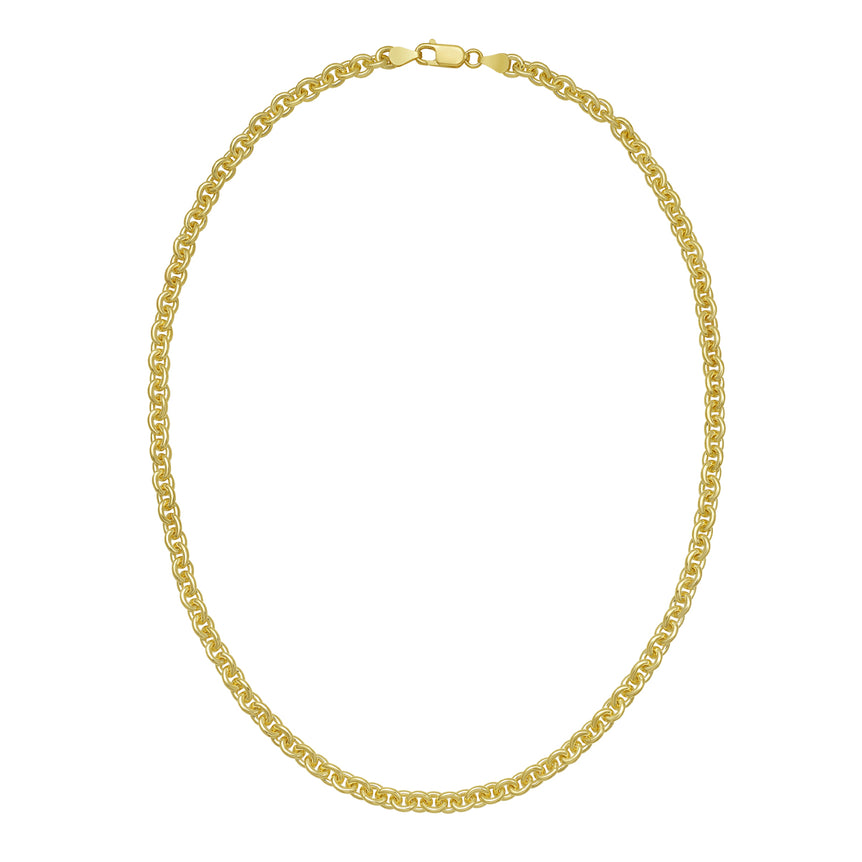 Gold Over Silver 5.7mm Rolo Chain-Yellow | Lobster