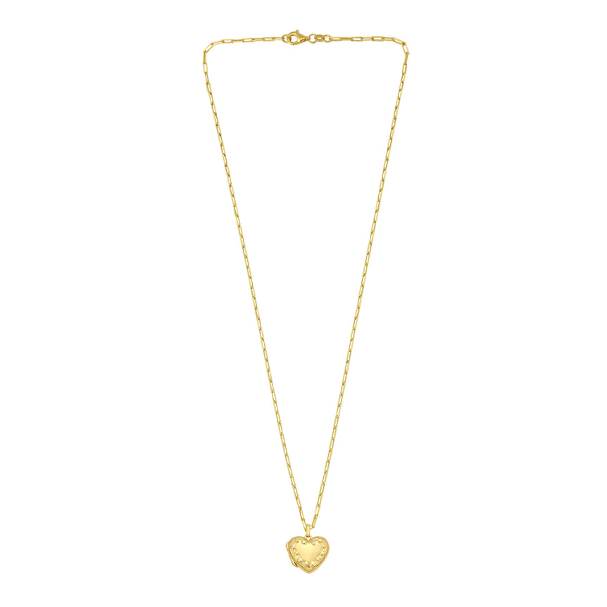 Gold Over Silver Heart Locket Necklace-Yellow | Lobster
