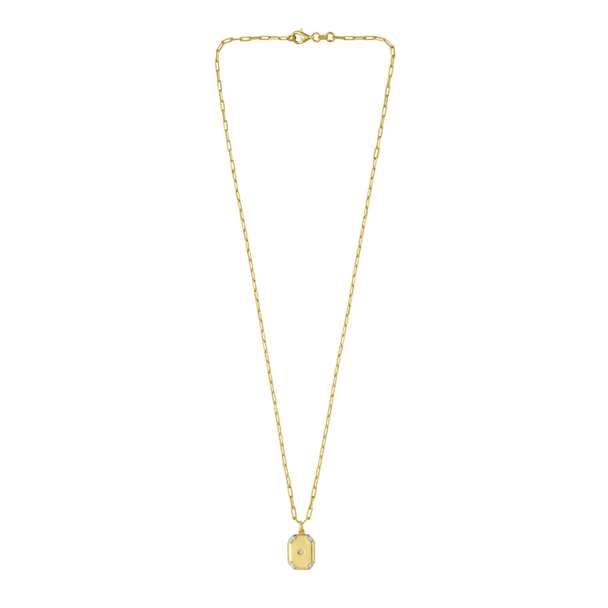 Gold Over Silver Octagonal Star Locket Necklace-Yellow | Lobster