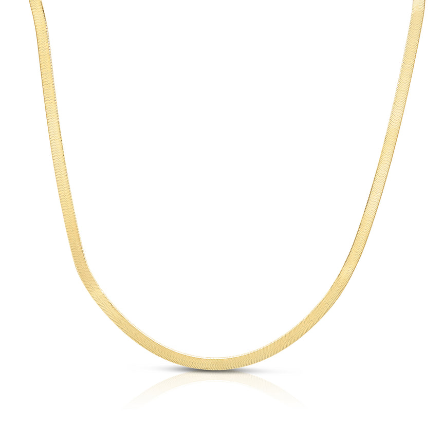 Silver Plated 4.2mm Herringbone Chain-Yellow (Gold Plated) | Lobster