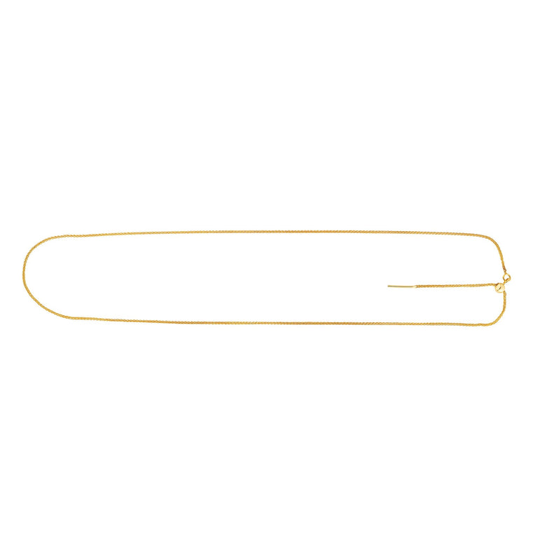 14K Gold 1.1mm Endless Adjustable Round Wheat Chain-Yellow | Draw String