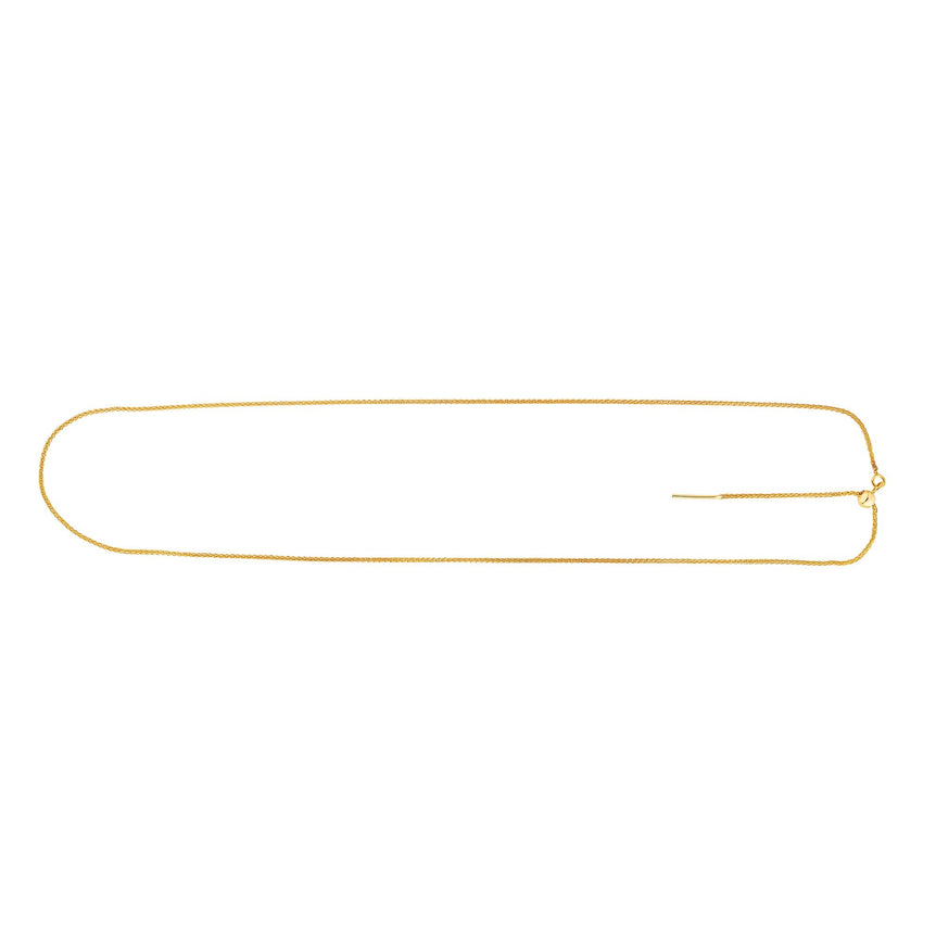 14K Gold 1.1mm Endless Adjustable Round Wheat Chain-Yellow | Draw String