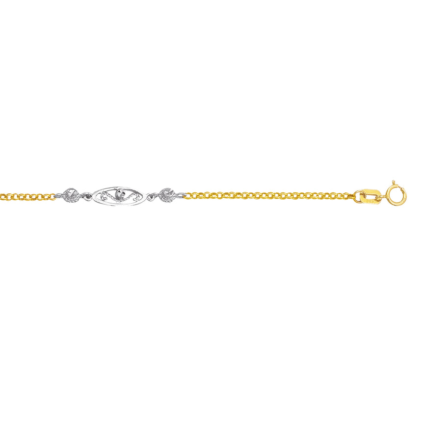14K Two-tone Gold Anklet-Two-tone | Spring Ring