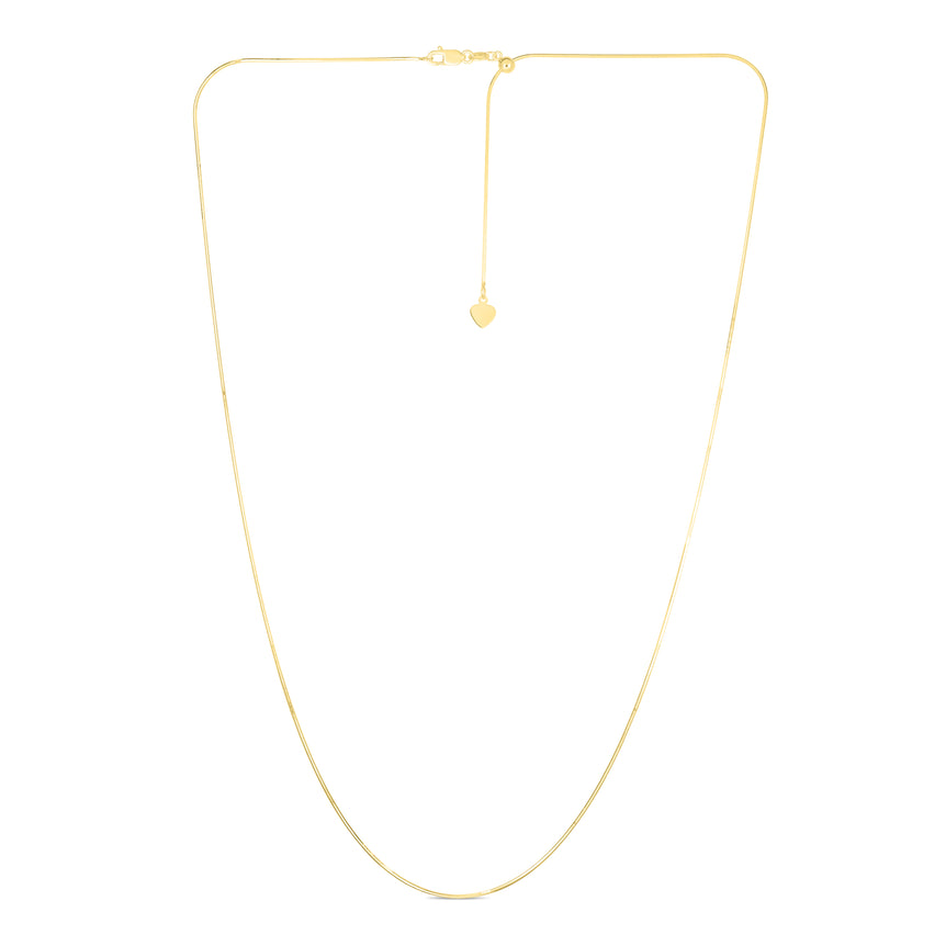14K Gold 0.80mm Adjustable Octagonal Snake Chain-Yellow | Lobster