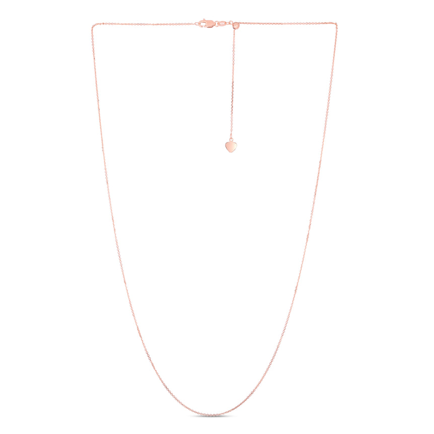 14K Gold 1.1mm Adjustable Diamond Cut Cable Chain-Rose | Lobster