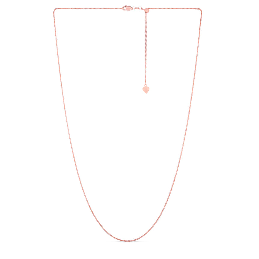 14K Gold 1mm Adjustable Wheat Chain -Rose | Lobster