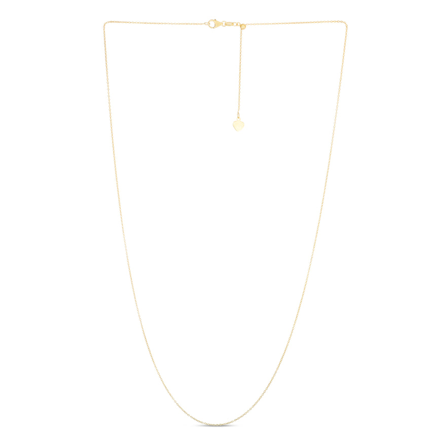 14K Gold 0.97mm Adjustable Cable Chain-Yellow | Pear Shaped Lobster