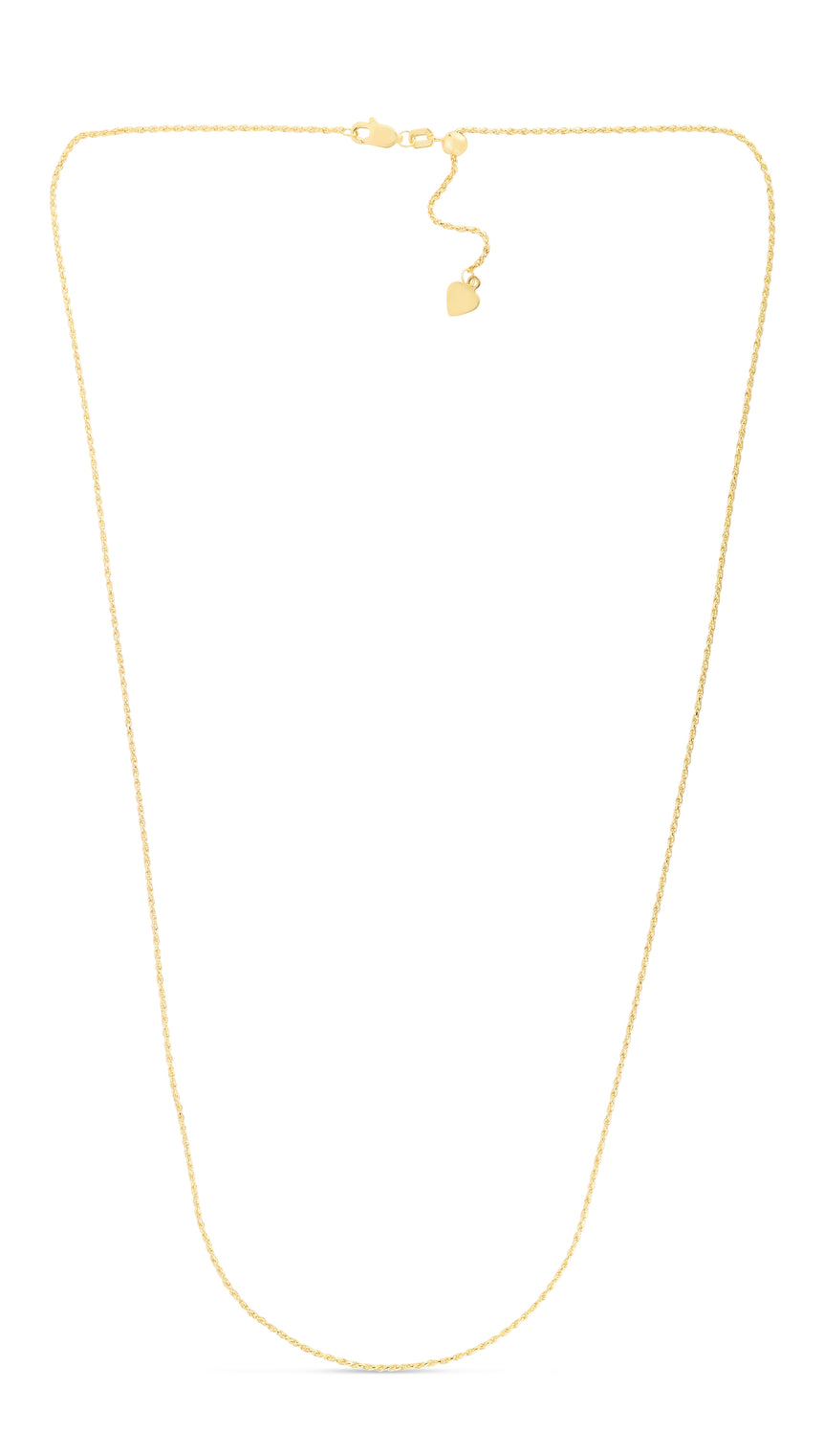 14K Gold 0.95mm Adjustable Rope Chain-Yellow | Lobster