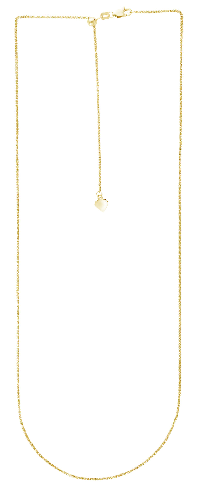 14K Gold 1mm Adjustable Wheat Chain -Yellow | Lobster