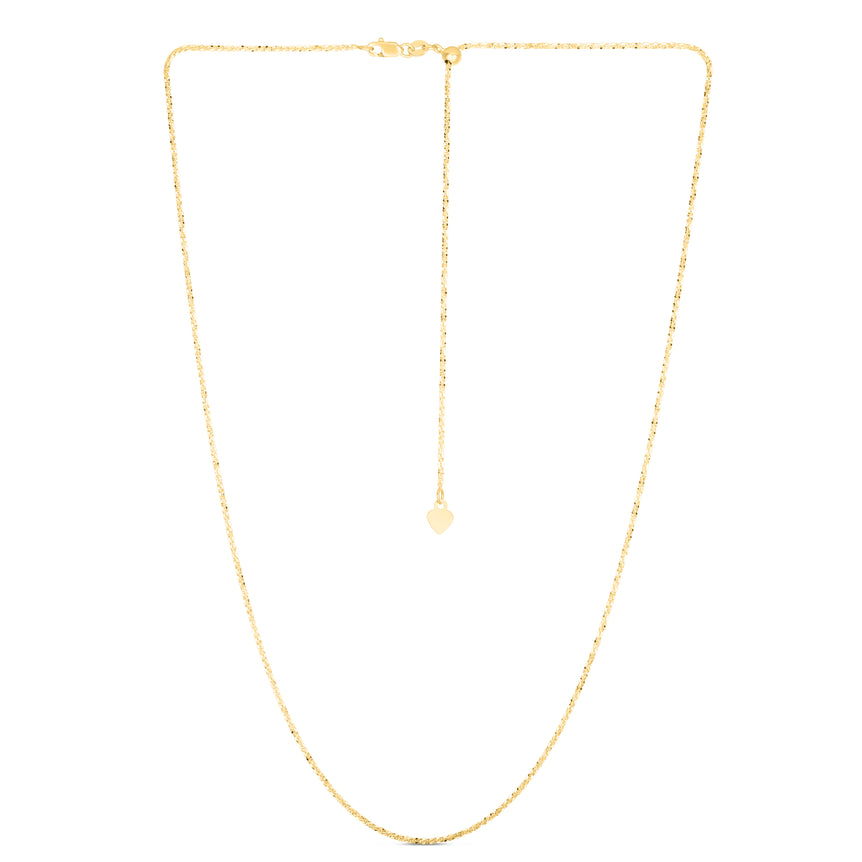 14K Gold 1.2mm Adjustable Sparkle Chain-Yellow | Lobster