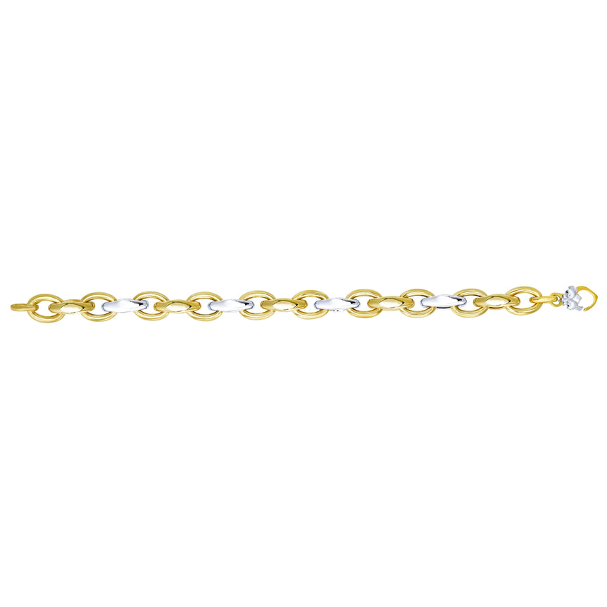14K Two-tone Gold Alternating Three Plus One Heritage Link-Two-tone | Lobster