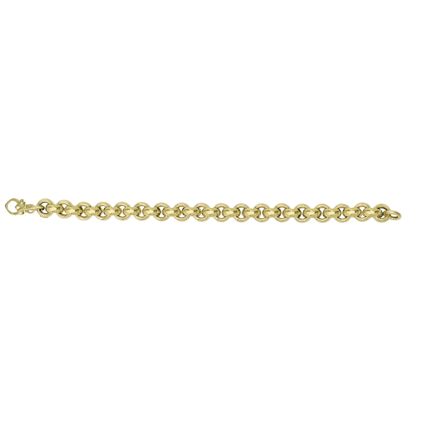 14K Gold Medium Fancy Rolo Heritage Link Bracelet-Yellow | Fleur De Lis