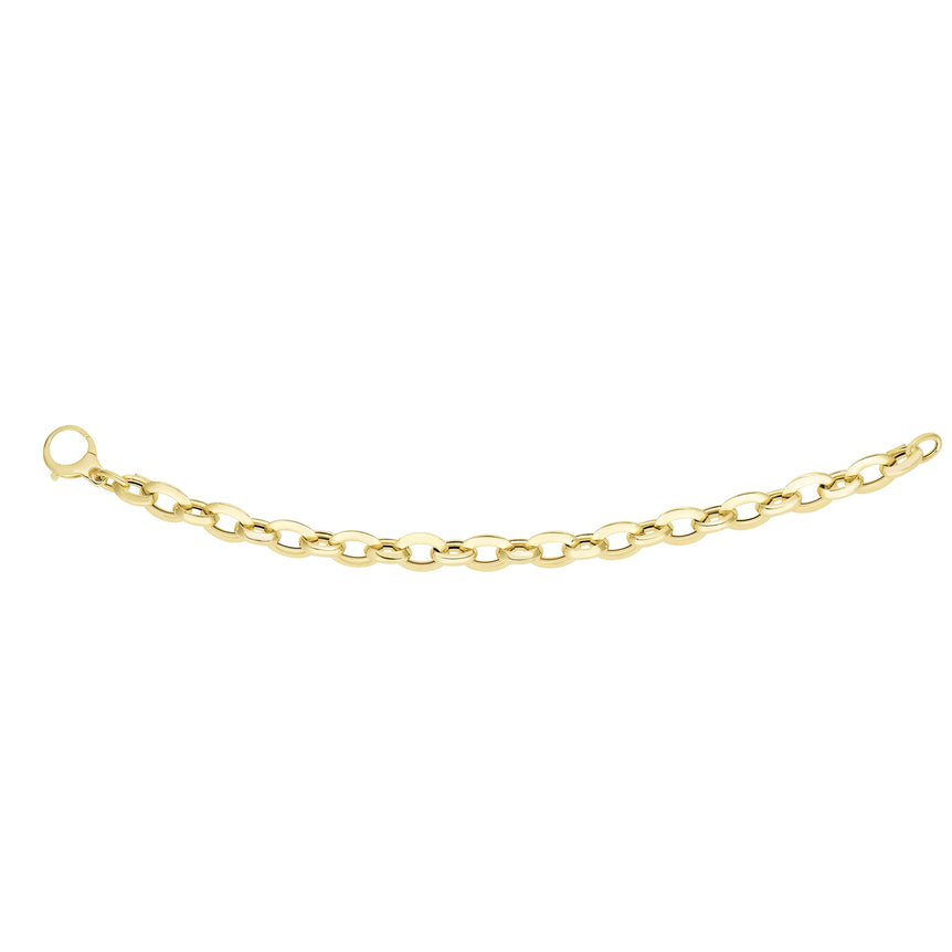 14K Gold Alternating Small & Medium Heritage Link Bracelet-Yellow | Lobster