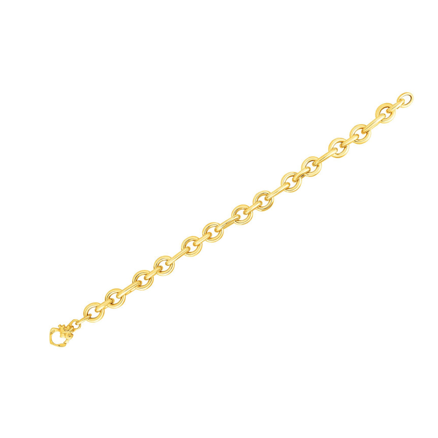 14K Gold Three Round & One Oval Heritage Link Bracelet-Yellow | Lobster
