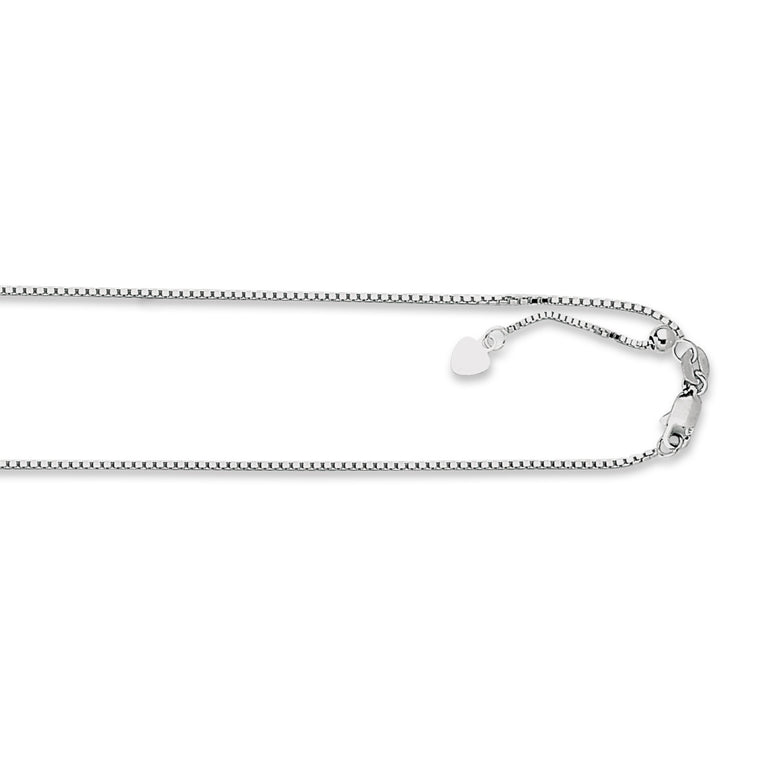 14K Gold 1.1mm Adjustable Box Chain-White | Lobster