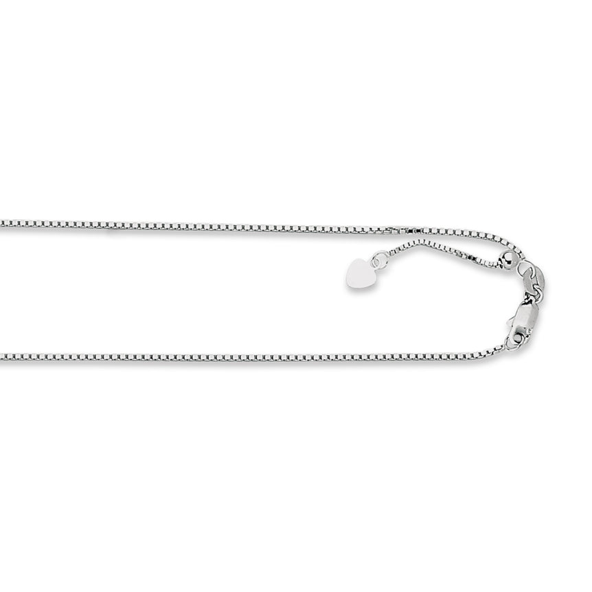 14K Gold 1.1mm Adjustable Box Chain-White | Lobster