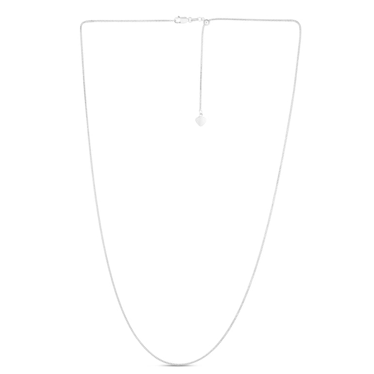 14K Gold 1mm Adjustable Franco Chain-White | Lobster