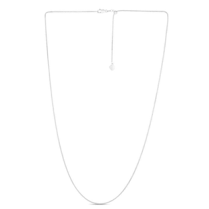 14K Gold 1mm Adjustable Franco Chain-White | Lobster