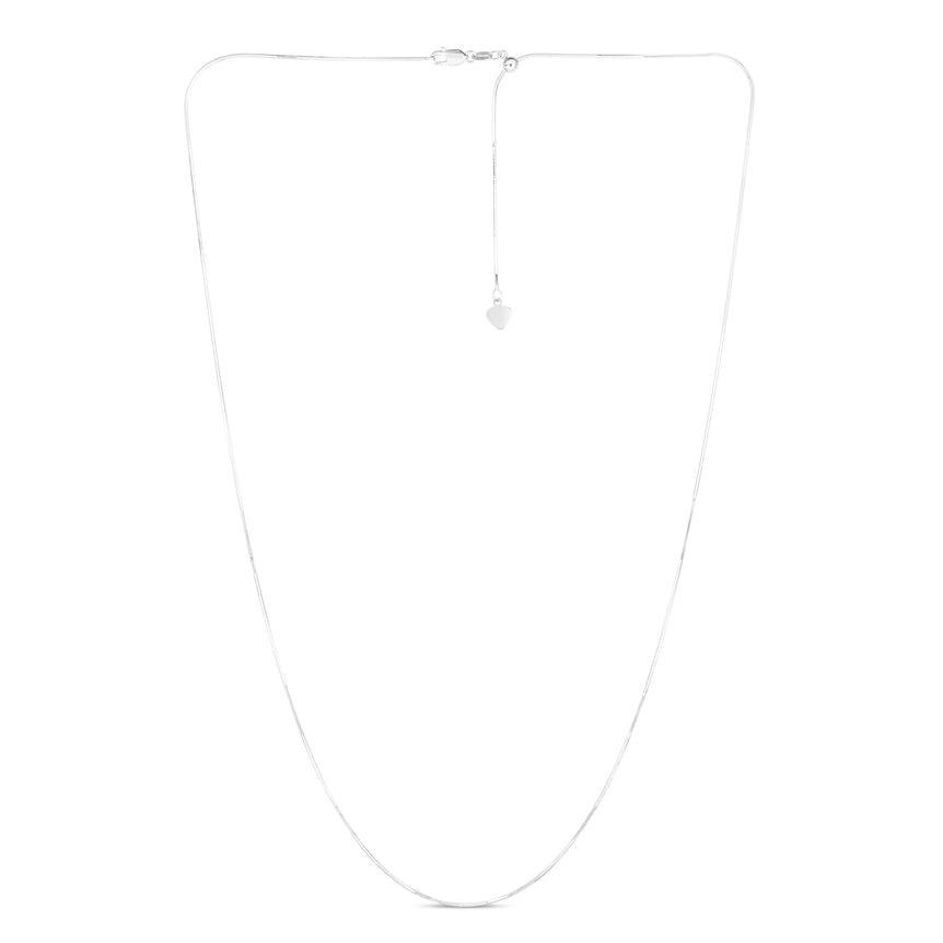 14K Gold 0.80mm Adjustable Octagonal Snake Chain-White | Lobster