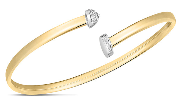 14K Diamond Hardware Bangle-Two-tone