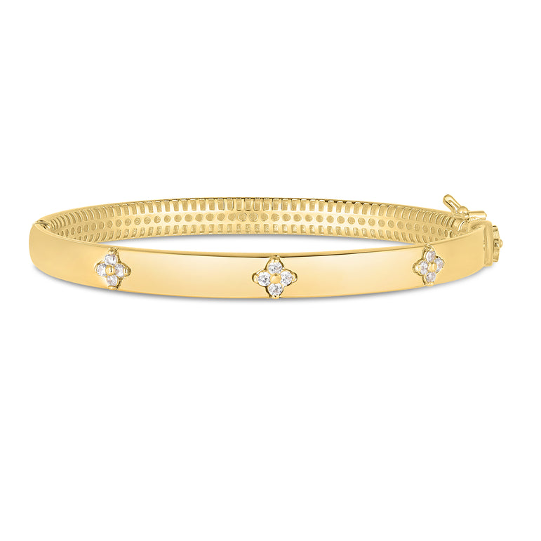 14K Trilogy Diamond Bangle-Yellow | Push in with Figure 8