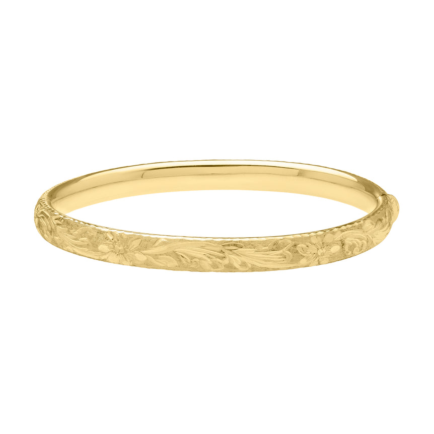 14K Medium Engraved Bangle-Yellow | Push-in