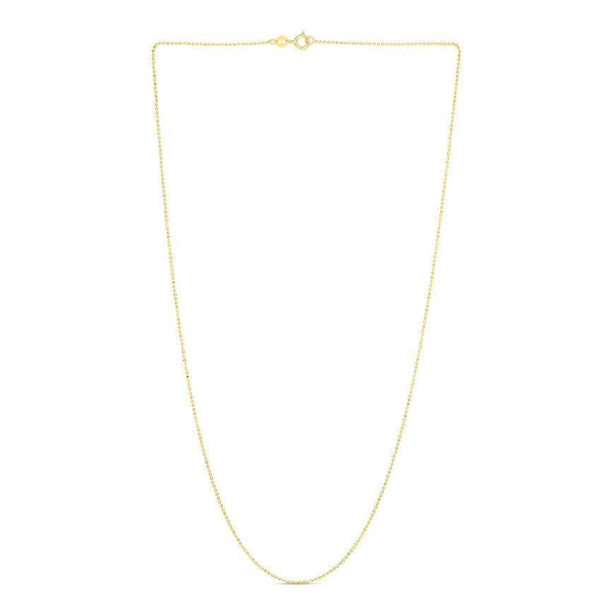 14K Gold 0.9mm Diamond Cut Bead Chain-Yellow | Spring Ring