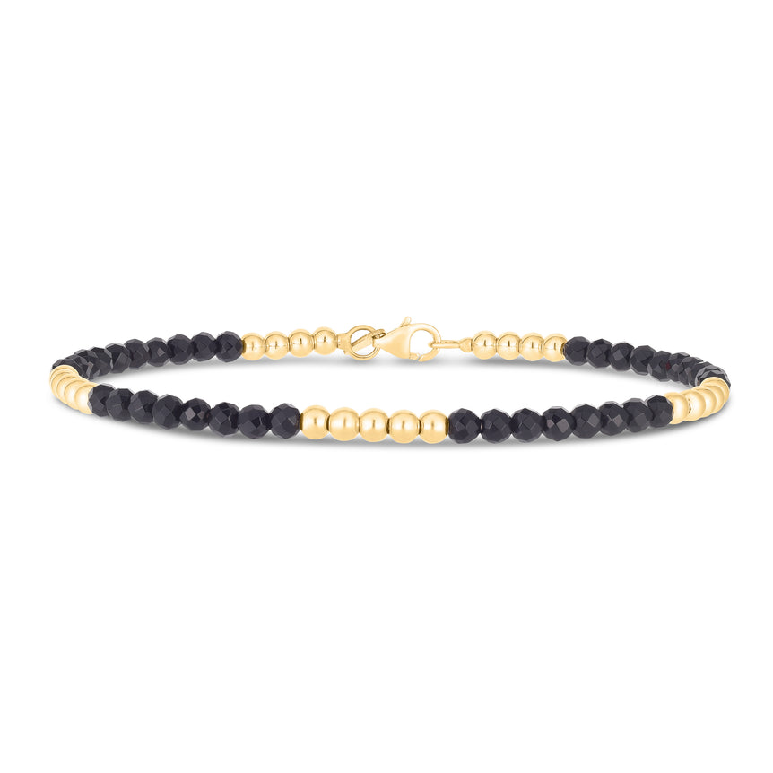 14K Onyx Pallina Bead Bracelet-Yellow | Pear Shaped Lobster