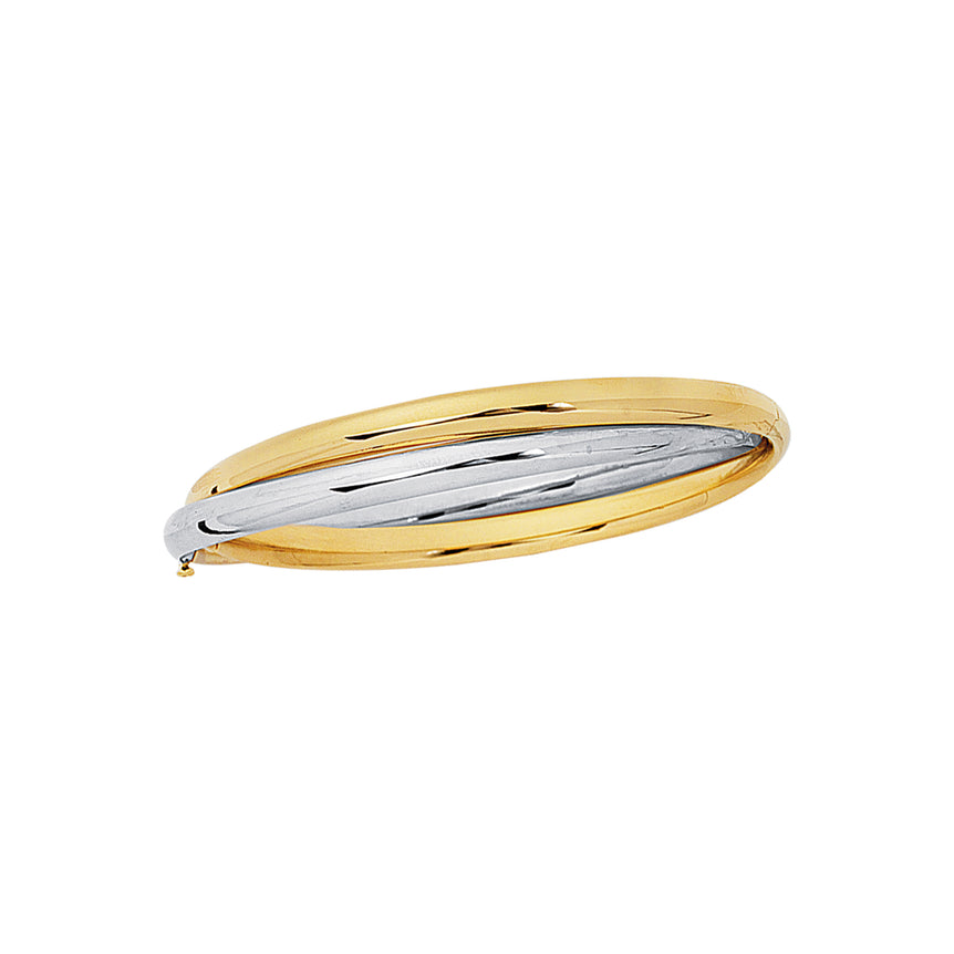 14K Two-tone Gold Interlocked Bangle-Yellow | Box