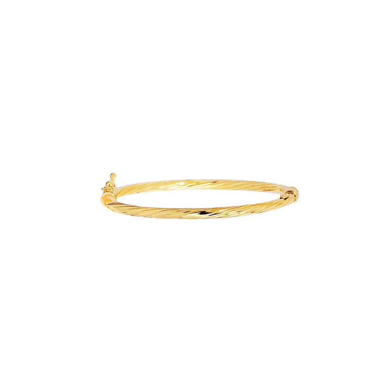 14K Gold Polished Twist Children's Bangle-Yellow | Box