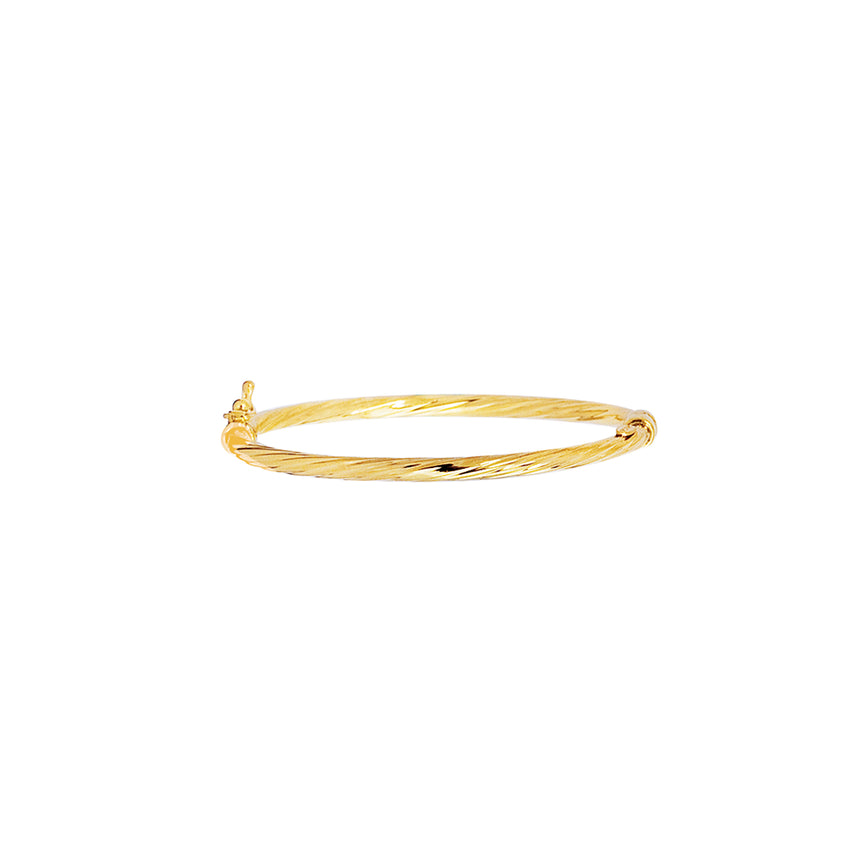 14K Gold Polished Twist Children's Bangle-Yellow | Box