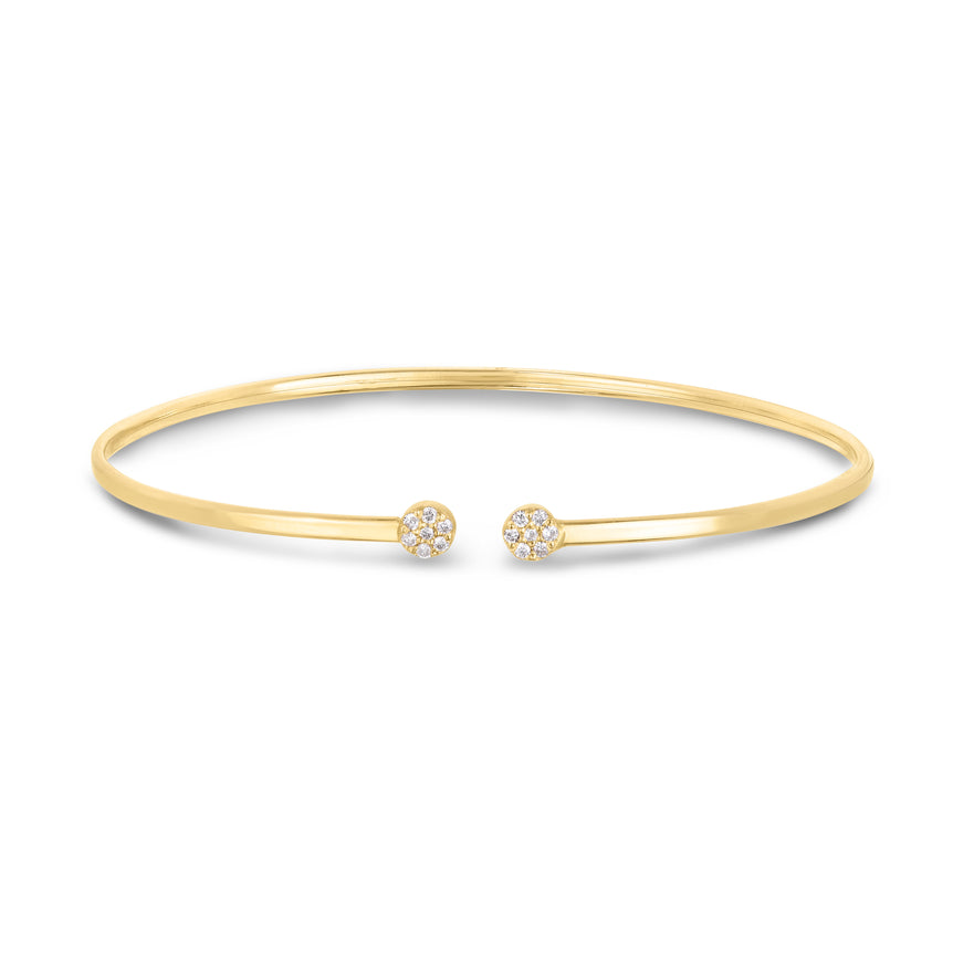 14K Gold Diamond Cluster Cuff Bangle-Yellow