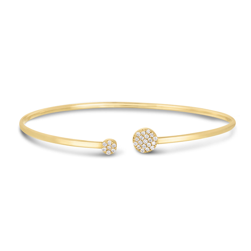 14K Gold Asymetrical Diamond Cluster Cuff Bangle-Yellow