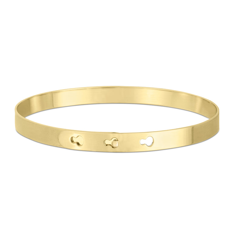 14K Gold Keyhole High Polish Bangle-Yellow | Key Hole