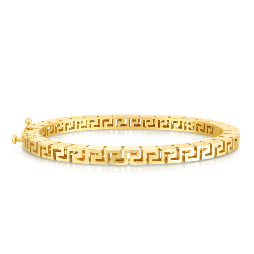 14K Greek Key Bangle-Yellow | Box with Figure 8