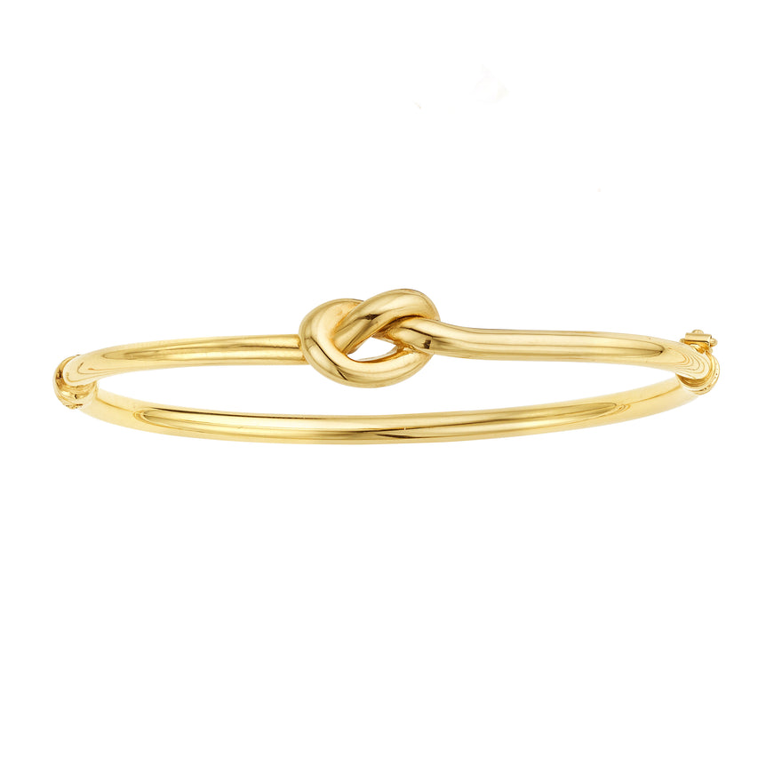 14K Gold Polished Puffed Love Knot Bangle-Yellow | Box