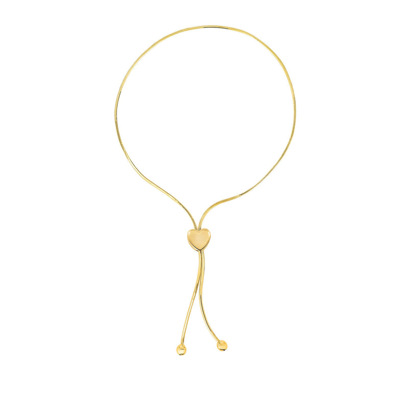 14K Gold Heart Slide Friendship Bracelet-Yellow | Draw String