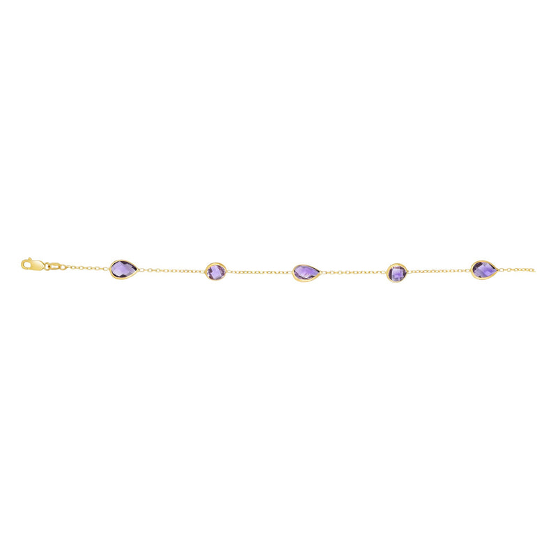 14K Gold Semi-Precious Bracelet-Yellow | Lobster