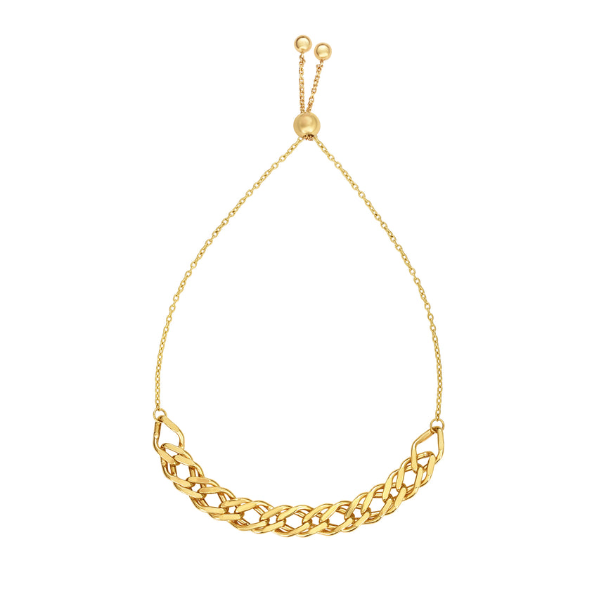 14K Gold Fancy Link Friendship Bracelet-Yellow | Draw String