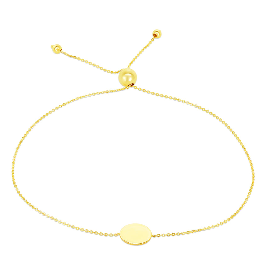 14K Gold Circle Friendship Bracelet-Yellow | Draw String