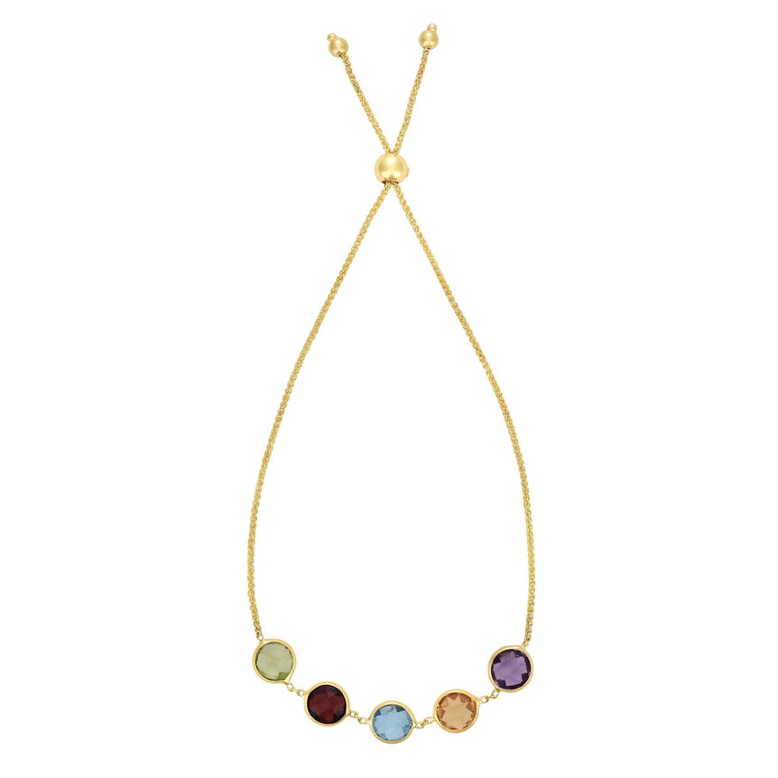 14K Gold Semi Precious Stone Friendship Bracelet-Yellow | Draw String
