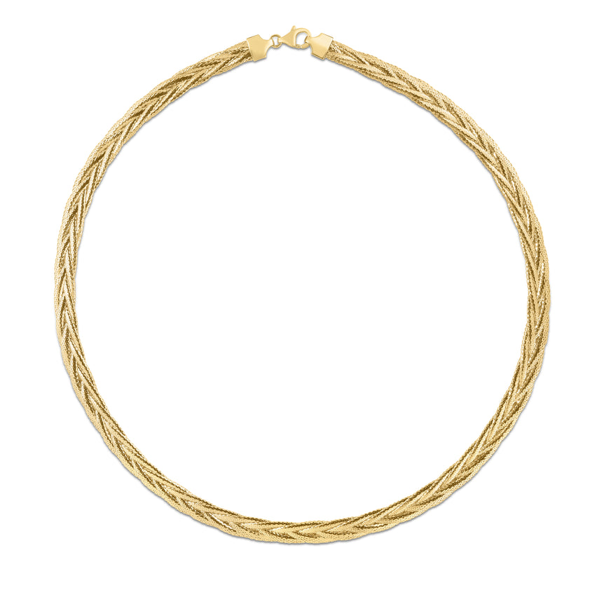 14K Rapunzel Woven Chain-Yellow | Pear Shaped Lobster