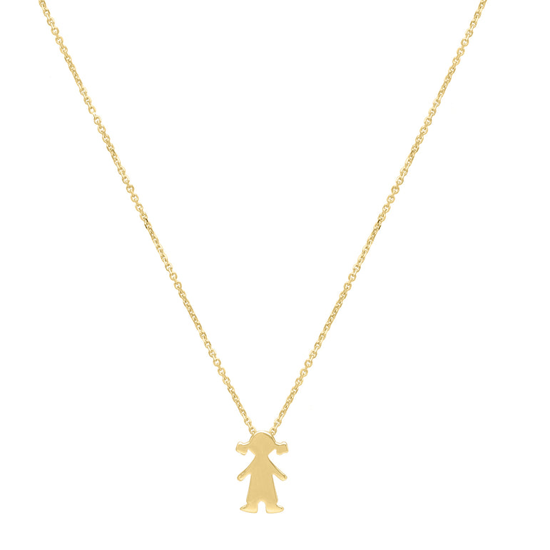 14K Girl Necklace-Yellow | Spring Ring