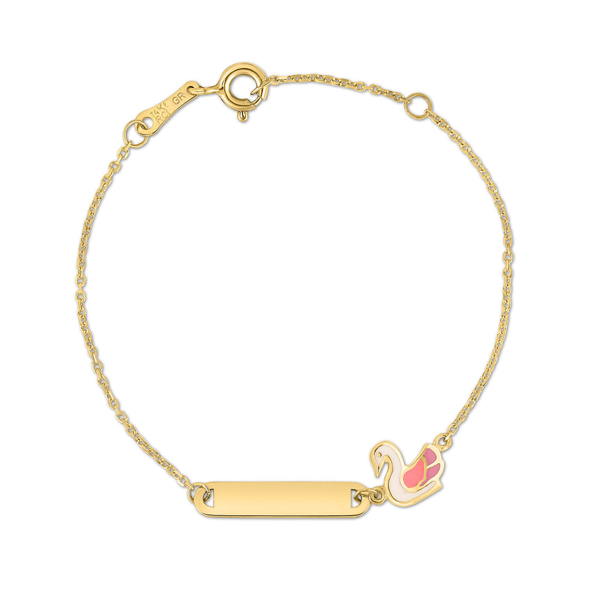 14K Swan Children's Bracelet-Yellow | Spring Ring