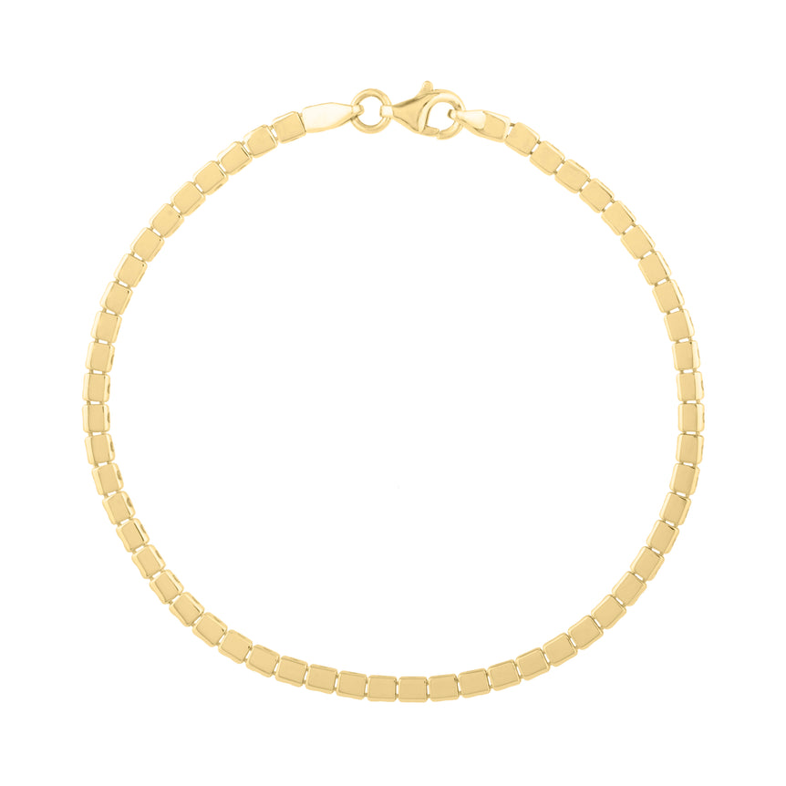 14K Mini Cube Bracelet-Yellow | Pear Shaped Lobster
