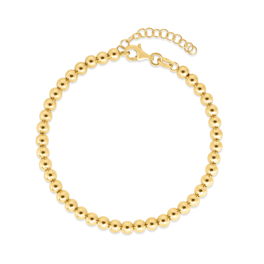 14K Gold 4mm Bead Chain-Yellow | Pear Shaped Lobster