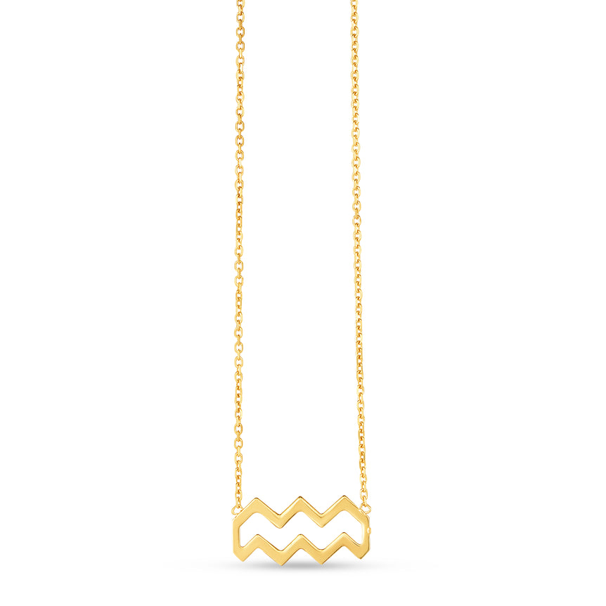 14K Gold Aquarius Necklace-Yellow | Spring Ring