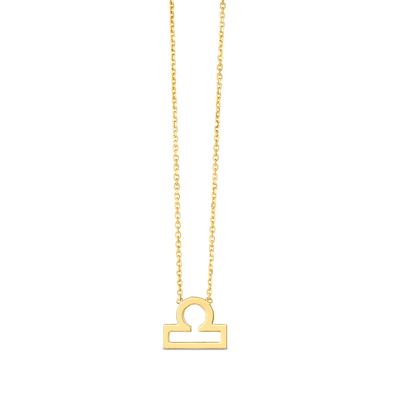 14K Gold Libra Necklace-Yellow | Spring Ring