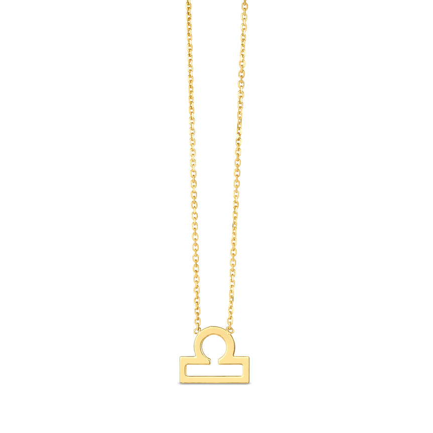 14K Gold Libra Necklace-Yellow | Spring Ring